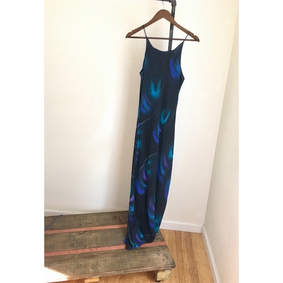 Vintage Simply Silk 100%Silk Halter Abstract Maxi - Picture 2 of 8